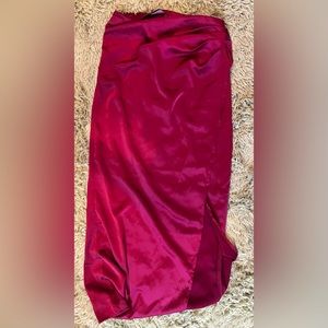 red satin maxi skirt